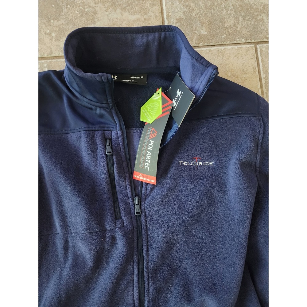 Under Armour Polartec Fleece Jacket Mens Medium Navy Blue Telluride Full Zip New